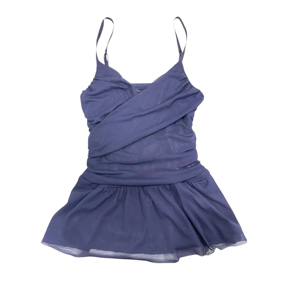 Express Purple Y2k 90s Ruched Babydoll Empire Waist Tank Top XS Whimsigoth Fairy - Picture 6 of 9